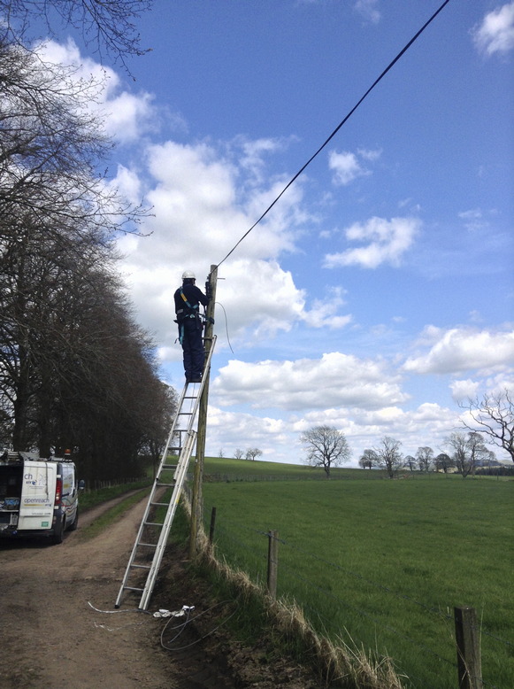 BT OpenReach engineer hooking up our phone line.
